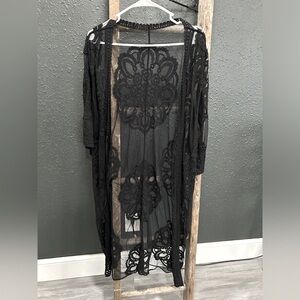 Woman’s black lace long cardigan